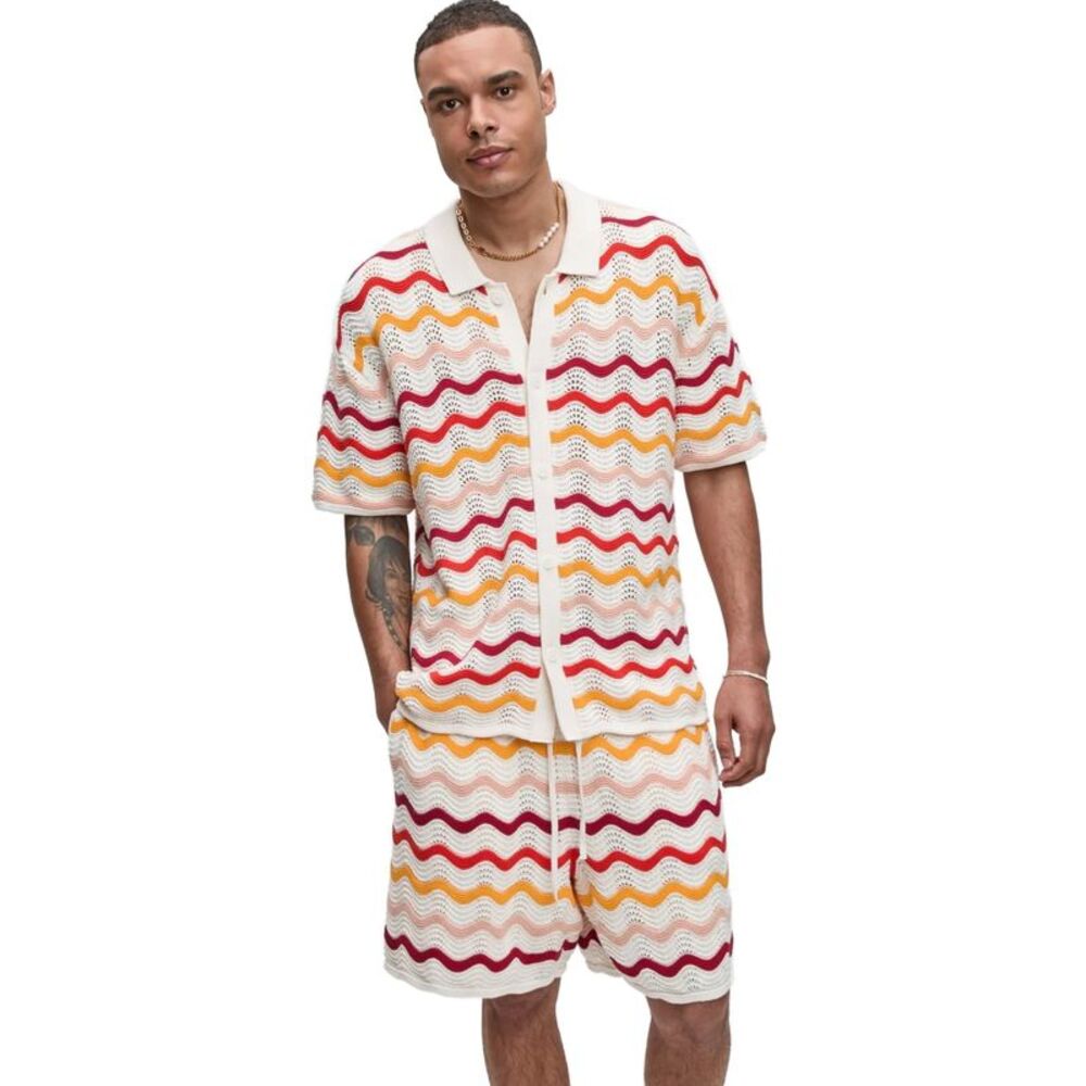 Mode Of One Mens Gradient Zig-Zag Polo Sweater, NWT